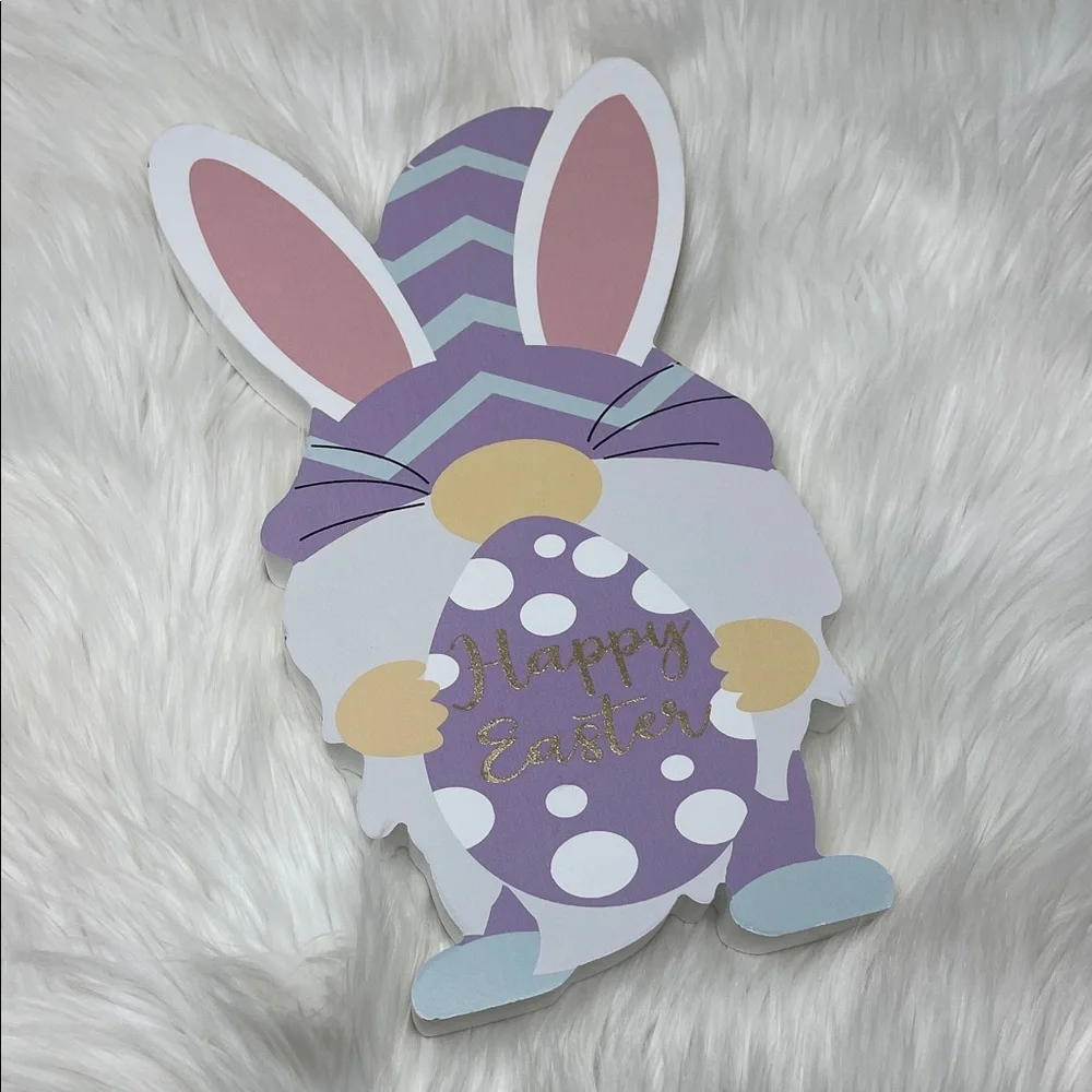 Pastel Wooden Happy Easter Bunny Tabletop Decor Sign